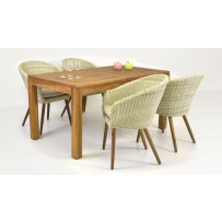 Sedenie do záhrady (Stôl teak 160x90 + 4 x moderné ratanové kreslo THEO) 
