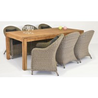 Záhradné sedenie Bratislava AKCIA (Stôl TEAK 220 + 6 x  ratanové kreslá) 